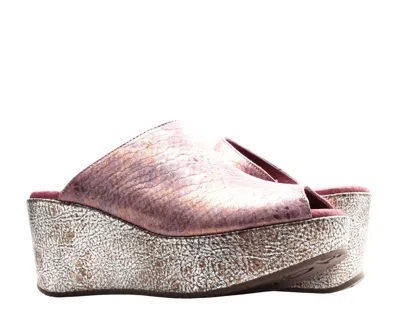 Chocolat Blu Yiona Pony Peep Toe Wedge Purple Gold Snake Print Women's Sandal