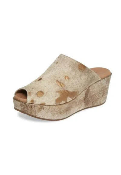 Chocolat Blu Yiona Wedge Sandals In Bronze Calf Hair In Multi