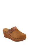 Chocolat Blu Yogi Platform Wedge Mule In Cognac Suede