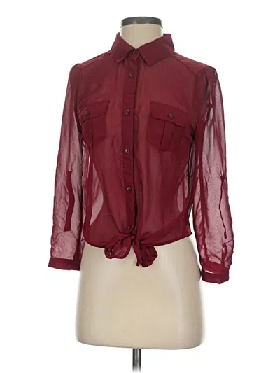Pre-owned Chocolate 3/4 Sleeve Blouse In Burgundy
