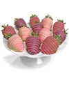 Chocolate Covered Company 12pc Elegant Pink Belgian Chocolate Covered Strawberries