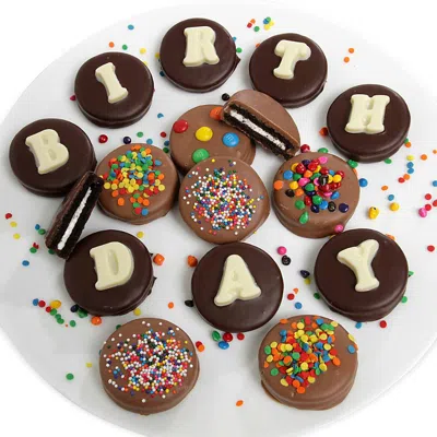 CHOCOLATE COVERED COMPANY PREMIUM BELGIAN CHOCOLATE COVERED BIRTHDAY OREO COOKIES, 14 PIECE