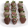 Chocolate Covered Company Premium Belgian Chocolate Covered Holiday Strawberries, 12 Piece In Multi