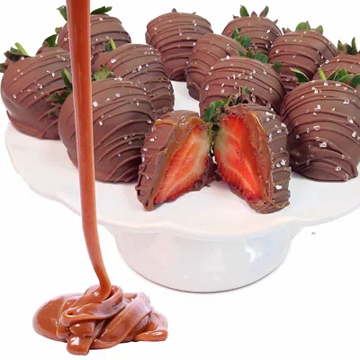 CHOCOLATE COVERED COMPANY SEA SALT CARAMEL BELGIAN CHOCOLATE COVERED STRAWBERRIES, 12 PIECE