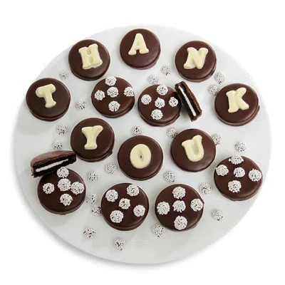 Chocolate Covered Company Thank You Belgian Chocolate Sandwich Cookies, 14 Piece In Brown