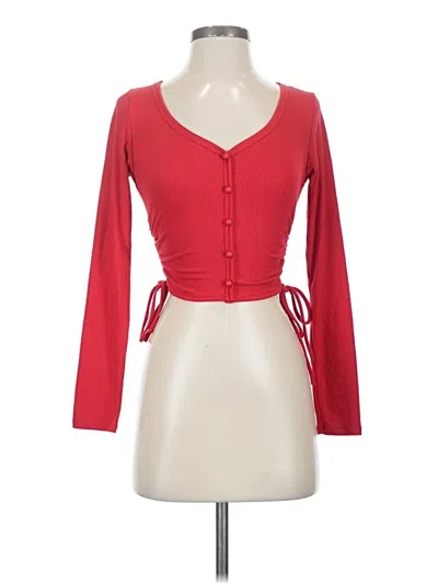 Pre-owned Chocolate Long Sleeve Top Red Sweetheart Neckline Tops