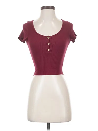 Pre-owned Chocolate Short Sleeve Henley Shirt In Burgundy