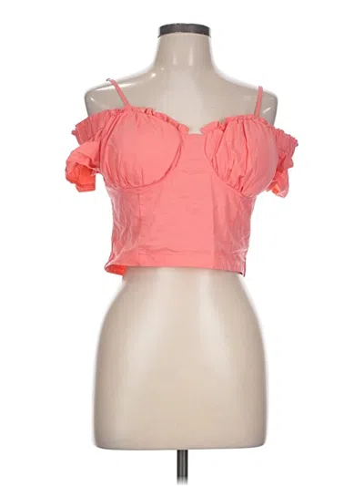 Pre-owned Chocolate Short Sleeve Top Pink Sweetheart Neckline Tops