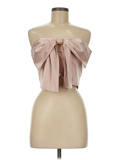 Pre-owned Chocolate Sleeveless Top Pink Strapless Neckline Tops