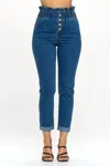 Chocolate Usa Paperbag Smocked Waist Buttonfly Jeans In Denim In Multi