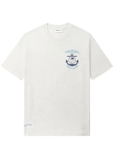 Chocoolate Anchor-print Cotton T-shirt In Grey