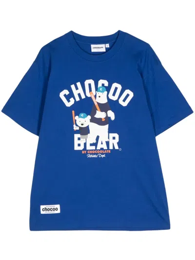 Chocoolate Baseball Bears Graphic-print Cotton T-shirt In Blue
