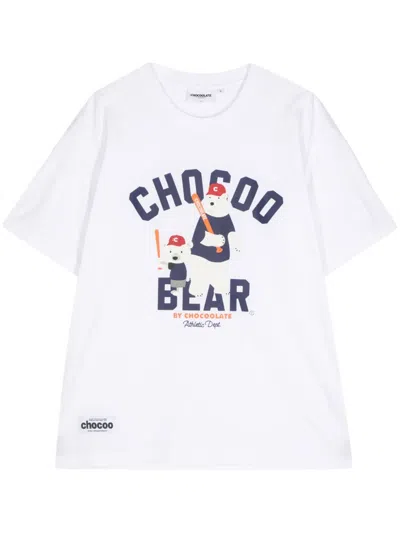 Chocoolate Baseball Bears Graphic-print Cotton T-shirt In White