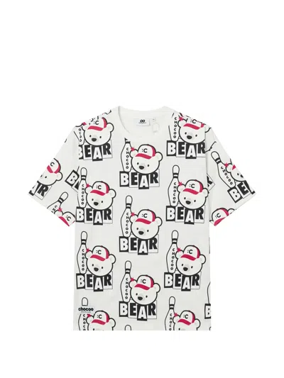 Chocoolate Bear Bowling Print T-shirt In White