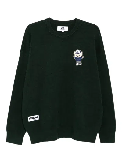 Chocoolate Bear-embroidered Jumper In Green