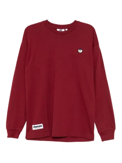 Chocoolate Bear-embroidered T-shirt In Red