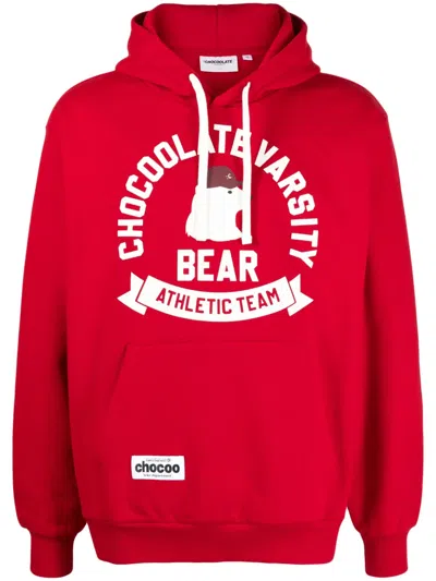 Chocoolate Bear-print Hoodie In Rot