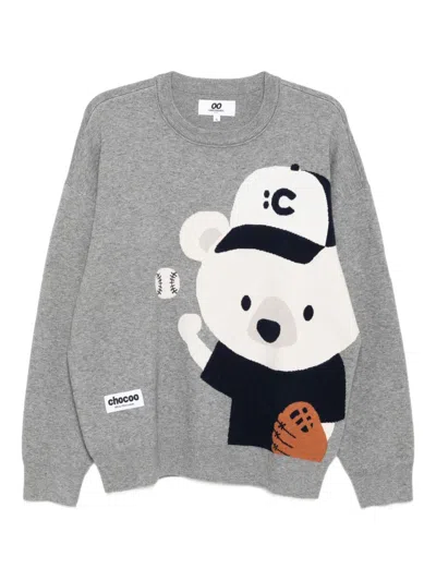 Chocoolate Bear-print Jumper In Gray
