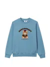 Chocoolate Bear-embroidered Raglan-sleeved Sweatshirt In 블루
