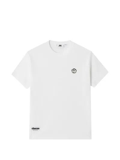 Chocoolate Bear-embroidery T-shirt In White