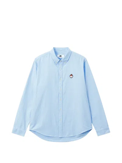 Chocoolate Bear-patch Button-down Shirt In Blue