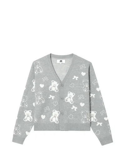 Chocoolate Bear-pattern Intarsia Cardigan In Animal Print