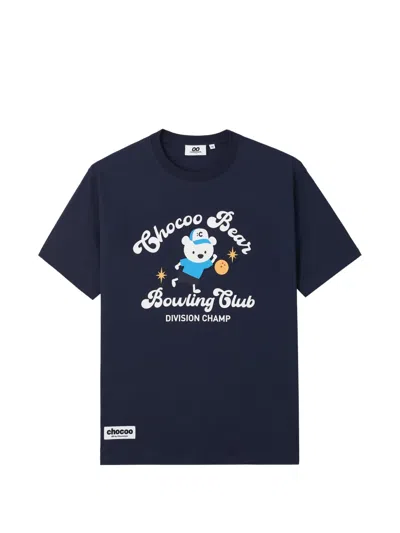 Chocoolate Bear-print Cotton T-shirt In Blue