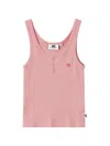 Chocoolate Button Ribbed Tank Top In Pink