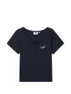 Chocoolate Button Ribbed T-shirt In Blue