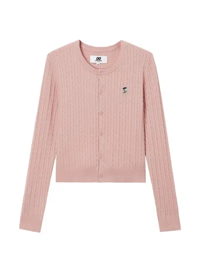 Chocoolate Cable-knit Cardigan And Tank Top Set In 핑크