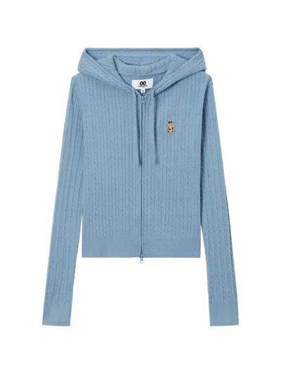 Chocoolate Cable-knit Embroidered Cardigan In Blue