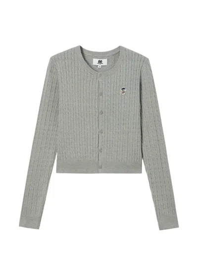 Chocoolate Cable-knit Embroidered Cardigan In Gray
