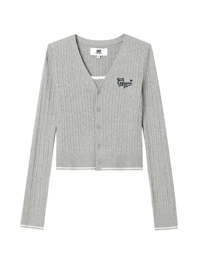 Chocoolate Cable-knit Layered Cardigan Set In Green