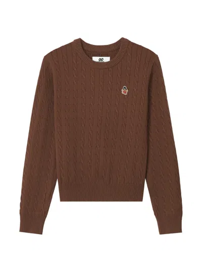 Chocoolate Cable-knit Logo-patch Sweater In Brown