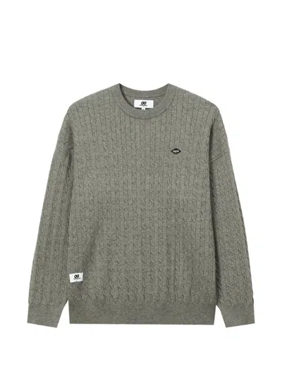Chocoolate Cable-knit Logo-patch Sweater In Gray