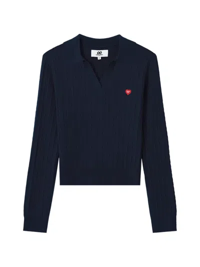 Chocoolate Cable-knit Polo Sweater In 블루