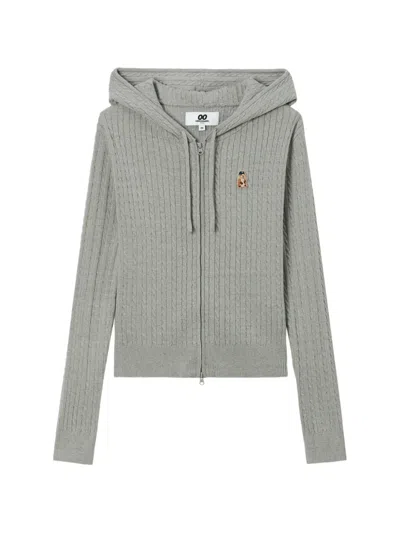 Chocoolate Cable-knit Zip-up Cardigan In Gray