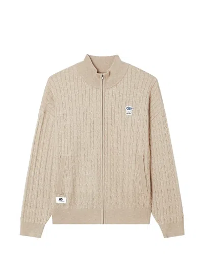 Chocoolate Cable-knit Zip-up Cardigan In Neutral