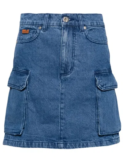 Chocoolate Cargo Denim Skirt In Blue