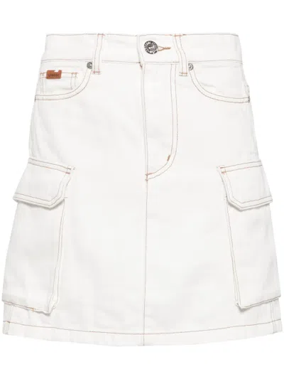 Chocoolate Cargo Denim Skirt In White