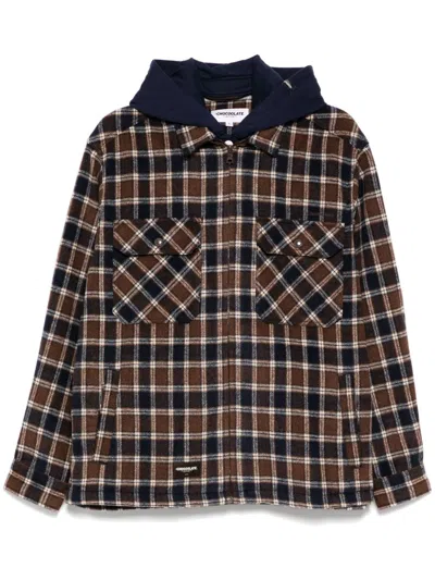 Chocoolate Checked Hooded Jacket In Brown