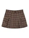 Chocoolate Checked-pattern Pleated Mini Skirt In Brown