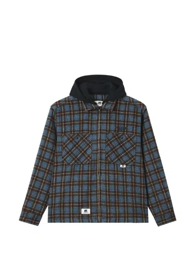 Chocoolate Check-pattern Hooded Jacket In Blue