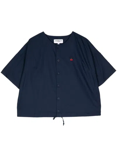 Chocoolate Cherry-embroidered Cropped Shirt In Blue