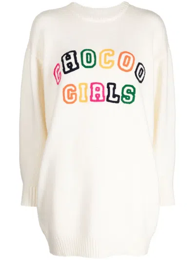 Chocoolate Chocoo Girls Knit Dress In Weiss