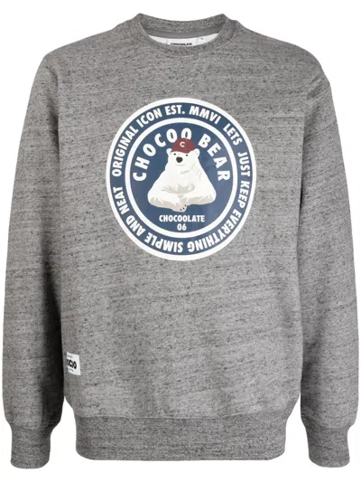 Chocoolate Chocoobear-print Mélange Sweatshirt In Grey