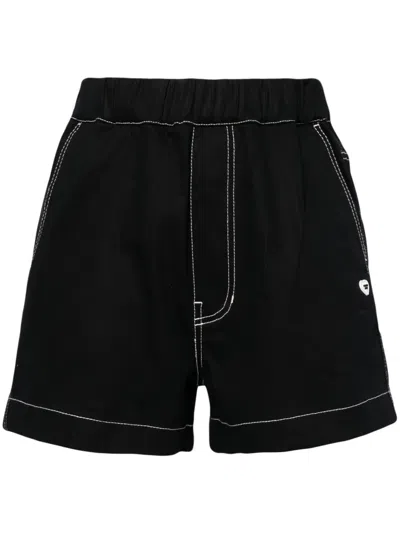 Chocoolate Contrasting Trim Mid-rise Shorts In Black