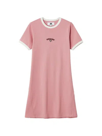 Chocoolate Contrast-trim Mini Dress In Pink