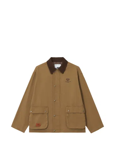 Chocoolate Corduroy-collar Logo-print Jacket In Brown