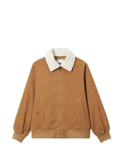 Chocoolate Corduroy-texture Bomber Jacket In Brown